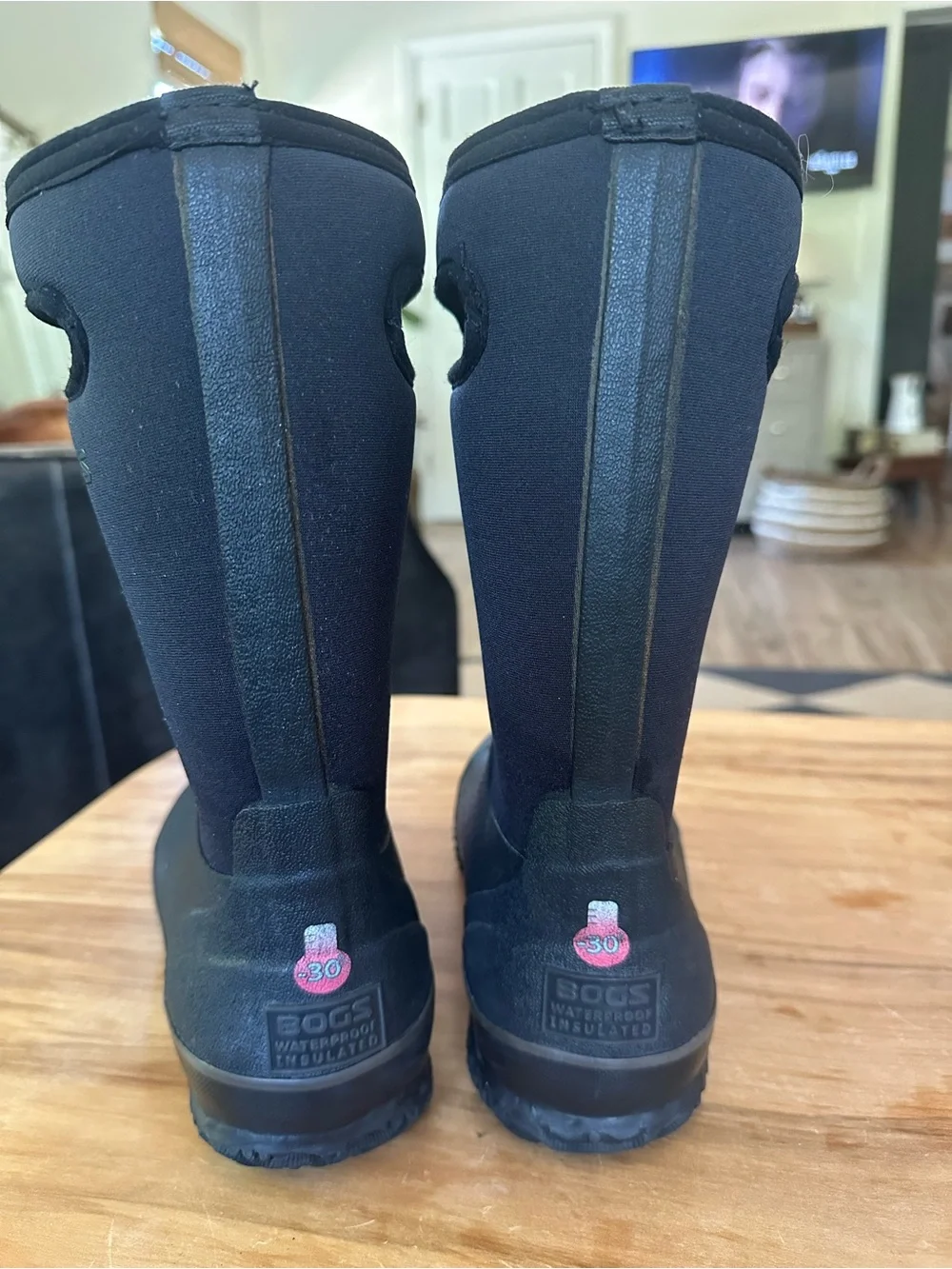 Bogs Black classic high handle waterproof boot used wear to sole great condition